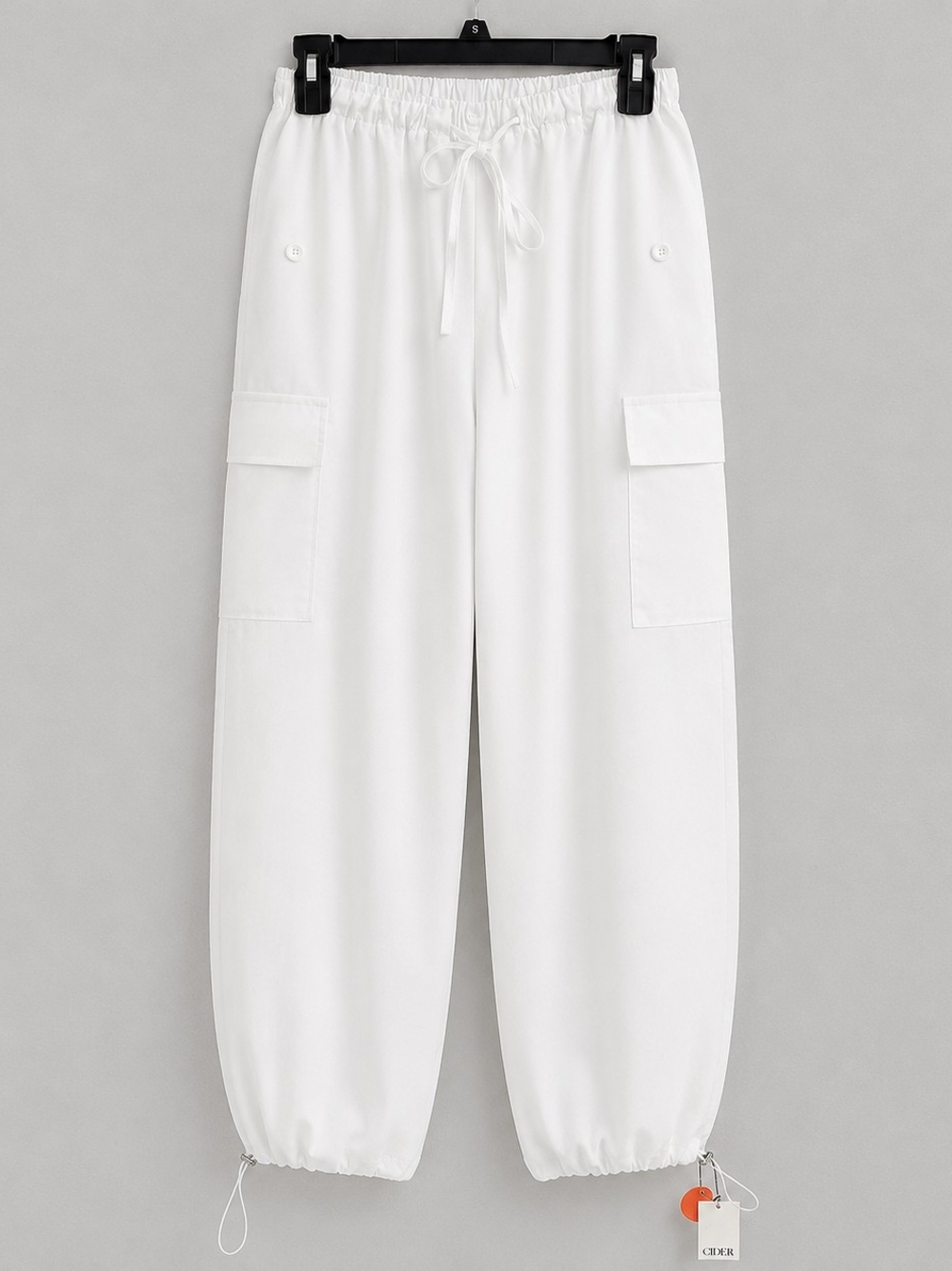 Cider White Wide-Leg Cargo Joggers Sz XS - Picture 3 of 6
